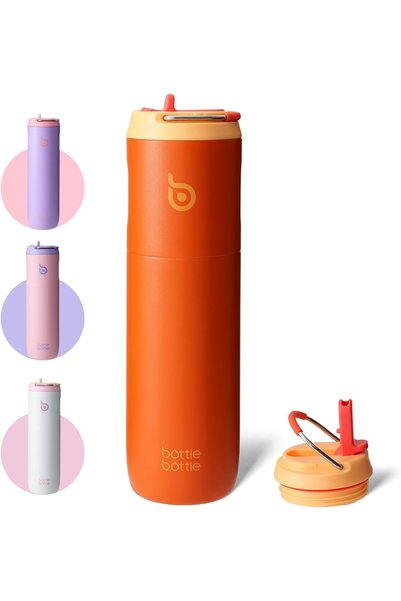 Generic BOTTLE BOTTLE Insulated Water Bottle 24oz with Straw Lid and Handle -...