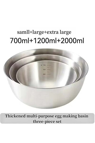 Generic 3-piece 304 Stainless Steel Basin, Beat Eggs, Kenad Into Dough, Fruit...