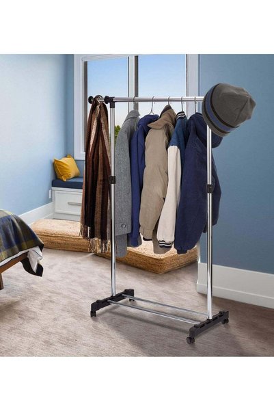 Generic Adjustable Extendable Single Pole Clothes Rack - Sliver