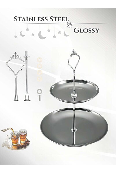 Generic Stainless Steel 2-Layer Dessert Stand Fruit Tray ,Cake Stand,Display ...