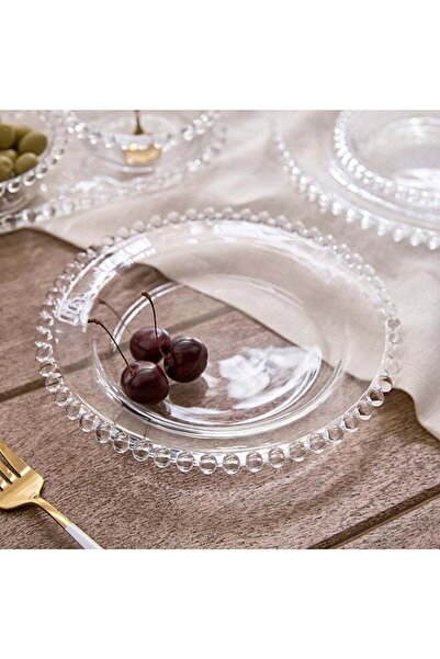 Generic Merriam Beaded Serving Plate - Clear - 21 cm