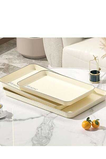 Generic 3pcs Serving Tray Plastic Coffee Table Tray Decorative Tray Food Tray...