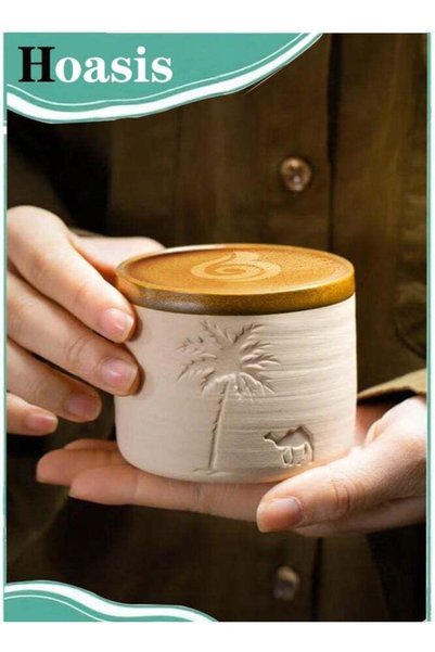 Generic Desert Palm Tree and Camel Pattern Ceramic Coffee Mug, 310ml, Reusabl...