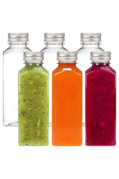 Generic 6pcs 500ml Plastic Juice Bottles with Caps, Clear Empty Reusable Wate...