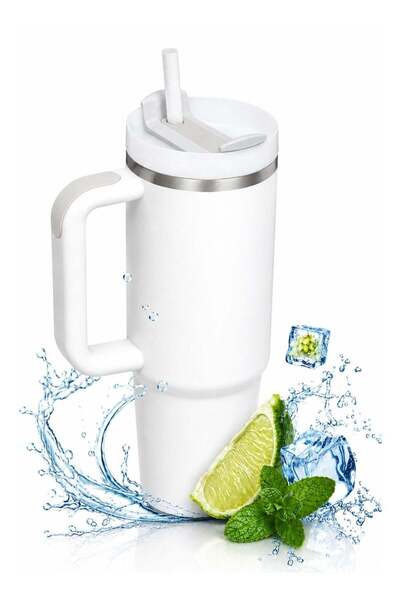 Generic 40 oz Stainless Steel Vacuum Insulated Tumbler with Handle & Straw | ...