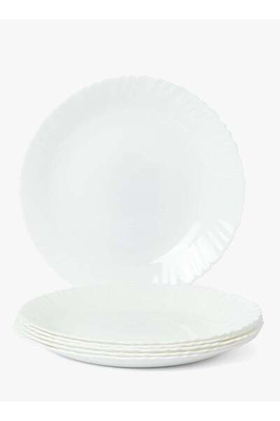 Generic 10 inch Large Dinner Plate Set of 6, Lightweight Round Opal Glass Whi...