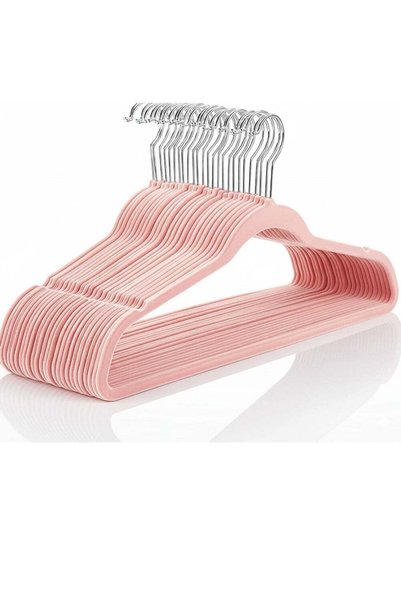 Generic Red Dot Gift® 10-Pack Pink Non-Slip Velvet Hangers 45cm With 360 Degr...
