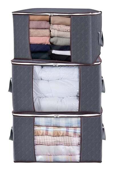Generic 3 Pcs Large Storage Bags，Clothes Organizer with Handles and Zippers，H...