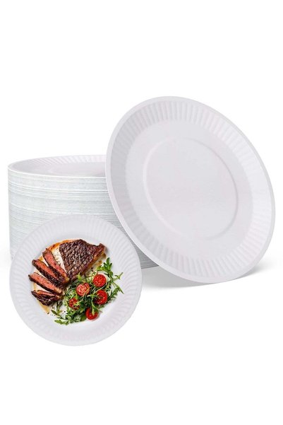 Generic Uncoated White Paper Plates - Versatile and practical for On-the-Go M...