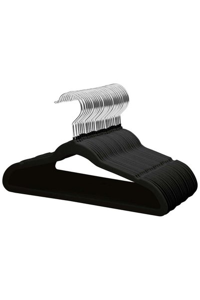Generic 50-Piece Sturdy Non-Slip Flocking Household Adult Hangers Black