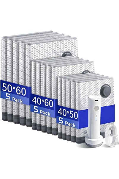 Generic Vacuum Bags for Travel with Rechargeable air Pump, 15 Pack Compressio...