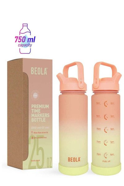 Generic Motivational Water Bottle with Time Markers and Straw Lid - 750ml, Co...
