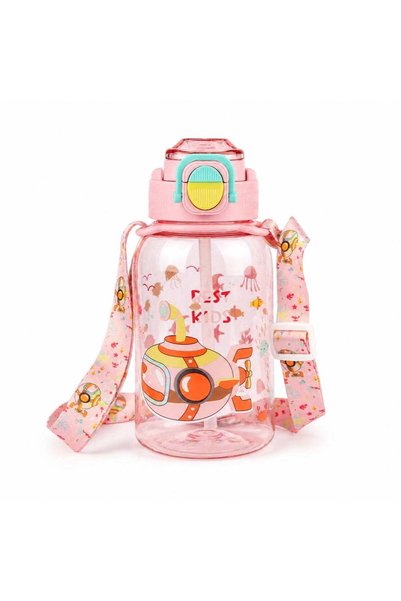 Generic Kids Water Bottle 700ml with Adjustable Shoulder Strap, 2-in-1 Dual D...