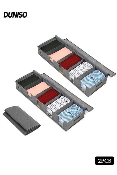 Generic 2 Pcs Under Bed Storage Bag, Foldable Underbed Storage bag with 5 Cle...