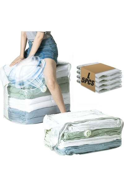 Generic 5 PCS Vacuum Storage Bags Reusable Space Saver Compression Bag Extra ...