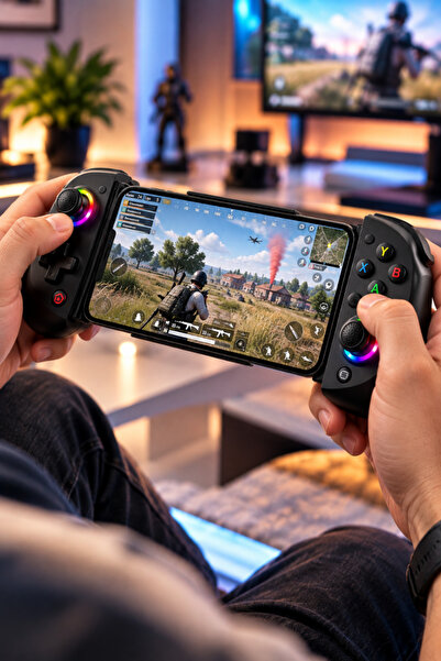 CROW'S TECH Bluetooth Mobil Telefon Oyun Kolu RGB Gamepad 129-252 mm Ayarlanabilir Android iOS Switch Windows Uyumlu