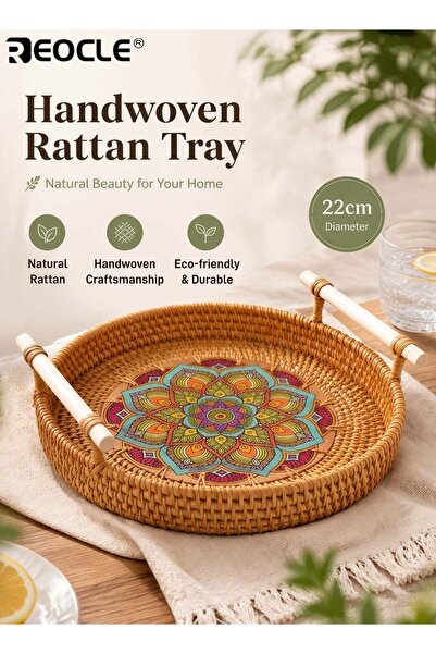 Generic Handwoven Rattan Storage Basket Exquisite Wicker Basket with 2 Handle...
