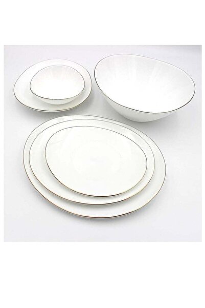 Generic Houzi 12 Pcs Gold line Opal ware Dinner set 4 x dinner plate 4 x dess...
