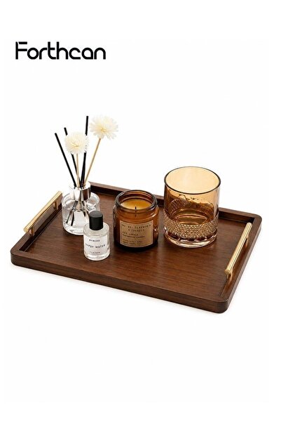 Generic Bamboo Serving Tray with Metal Handles, Wooden Coffee & Tea Tray for ...