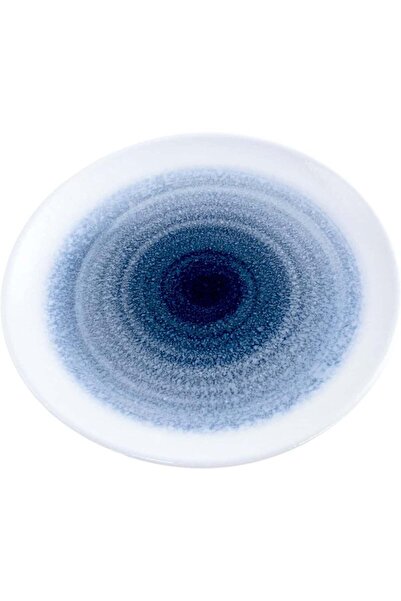 Generic Shallow Porcelain Reactive Scandi Dessert Plate 21cm Blue Blue 21cm