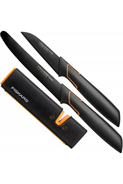 FiSKARS SET COMPLET 2 CUȚITE CUȚIT DE BUCĂTĂRIE RĂZĂTOR DE ROȘIȚE + ASCUȚITOR