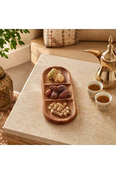 Generic 3-Section Oval Tray (29cm) - For Arabic Coffee/Nuts/Snacks, Home & Ca...