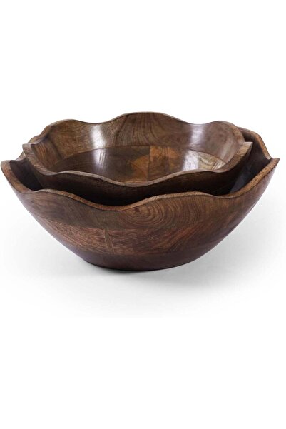 Generic Eminence Home Solid Wood Bowl Set - 2-Piece Natural Finish