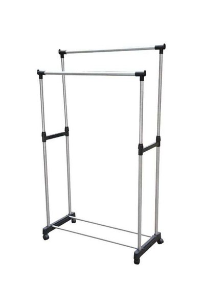 Generic Foldable Cloth Hanger Stand Silver/Black 160x42x80cm