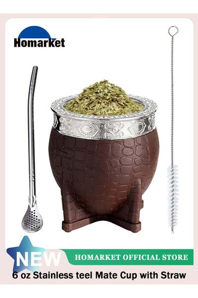 Generic Premium Yerba Mate Cup with Bombilla Mate (Straw) and Cleaning Brush ...