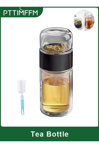 Generic Double-Layer Glass Tea Infuser Bottle, Leak-Proof Travel Tumbler with...