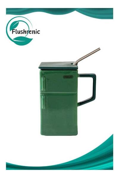 Generic Ceramic mug, vintage refrigerator-style ceramic mug (with lid and str...