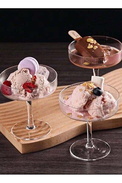 Generic A set of 6-piece clear glass ice cream serving bowls