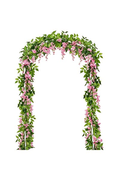 Generic Brand Set de 2 flori artificiale de glicină roz, 180 cm - Flori agăță...