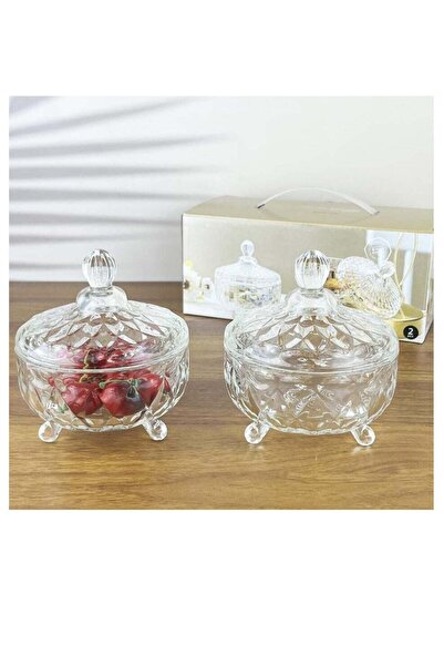 Generic 2 Packs Glass Candy Sweet Jar With Lid Glass Storage Container Jar fo...