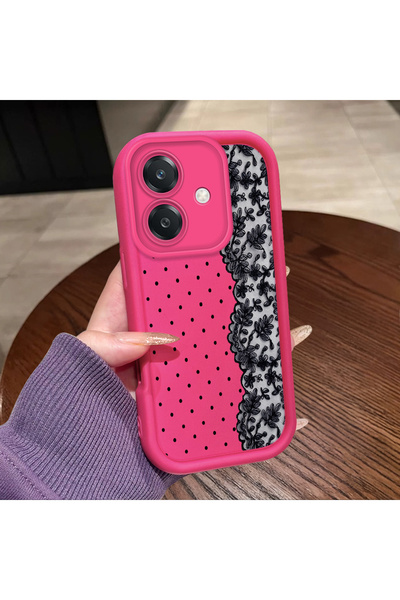 ucuc Oppo A3/A3X 4G/5G Compatible Pink Red Silicone Case Shockproof Camera Pr...
