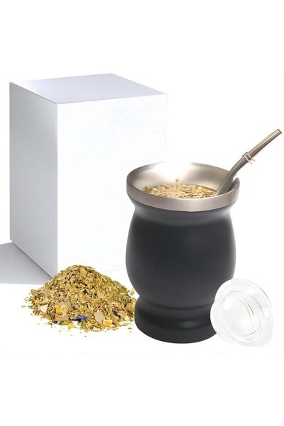 Generic 8-ounce stainless steel tea cup with multifunctional lid, two straws ...