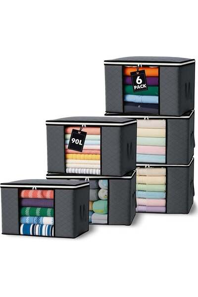 Generic 6 Pack Large Capacity Storage Bags, 90L Foldable Organizer for Comfor...