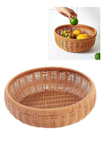 Generic 30cm Handmade Natural Rattan Bread Basket - Round Wicker Serving Bowl...