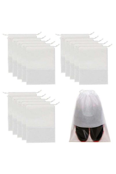 Generic 15 Pieces Dust Proof Travel Shoe Bags Transparent Drawstring Storage ...
