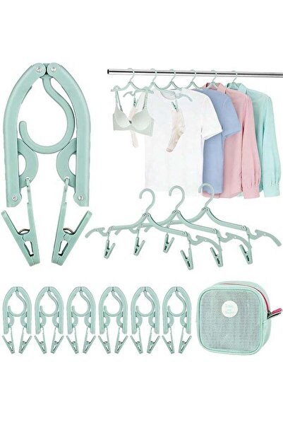 Generic 6 Pcs Portable Foldable Travel Hangers with 12 Clips and Storage Bag ...