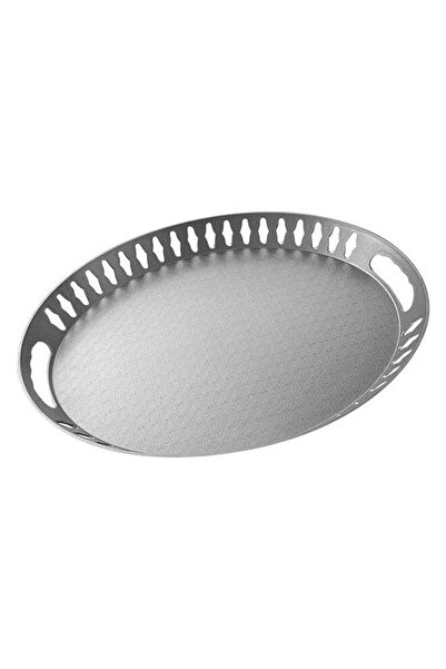 Generic Painted Oval Pp Serving Tray Silver 35x45cm