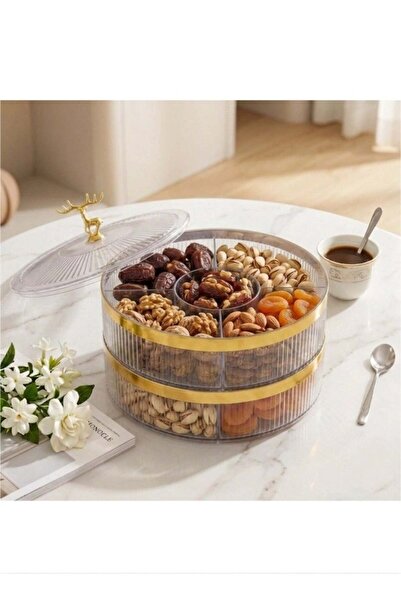 Generic 2-Tier Fashion Snack Tray, Divided Candy Nut Box, 10-Inch Clear Fruit...