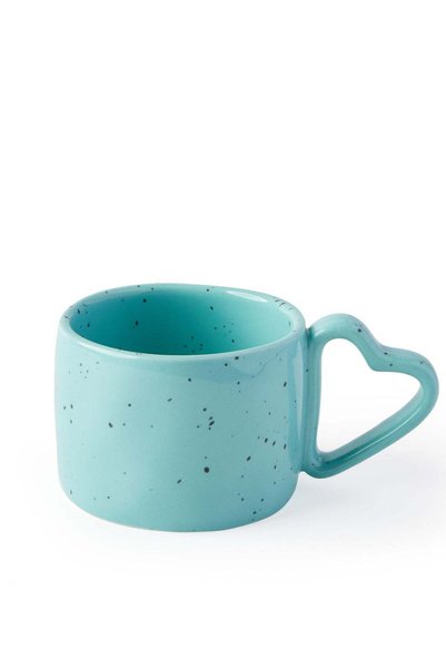 Generic Lovestruck' Speckled Mug w/ Heart Handle, Turquoise