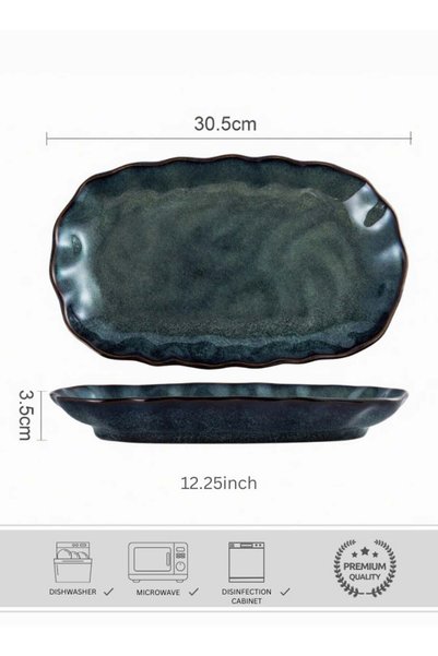 Generic Japanese Style Large Ceramic Dinner Plate, Premium Oval Porcelain Pla...