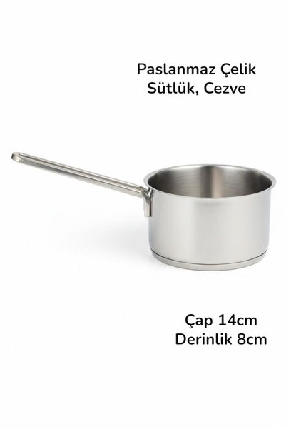 ALBETTO 14 cm Rafadan Mini Pan, Sauce Pan Stainless Steel Kocherola