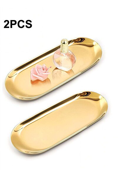 Generic 2 PCS Trinket Tray, Gold Stainless Steel, for Serving Trays Towel Sto...