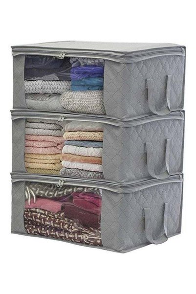 Generic Large Capacity Foldable Storage Bag Grey/Transplant 49 x 36 x 21cm