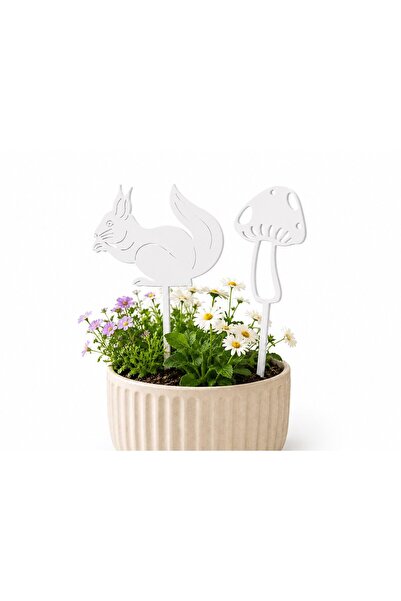 OEM Set de 2 decorațiuni pentru ghivece, Veveriță și Ciupercă, ornamente pent...