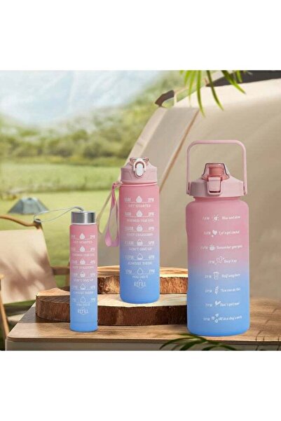 Generic 3-Pack Gradient Color Leakproof Water Bottles – BPA-Free, Motivationa...