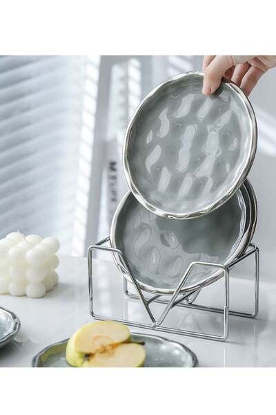 Generic Flat Pasta Bowl Set of 4, Microwave Safe Plate with High Edge - Moder...